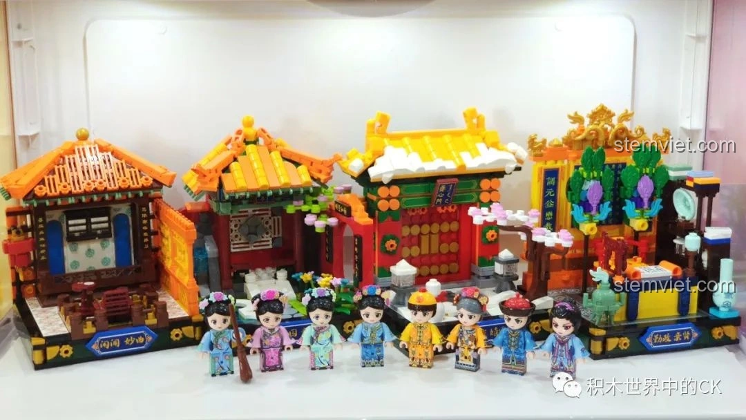 Tổng thể 4 bộ lắp ghép Keeppley Cố Cung khi được trưng bày cùng nhau, tạo nên cảnh quan hoàng gia hoành tráng.