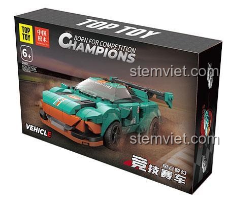 Ảnh review thực tế bộ xếp hình TOP TOY 28001. Xe đua có cánh gió lớn, thiết kế chi tiết, chất lượng cao.