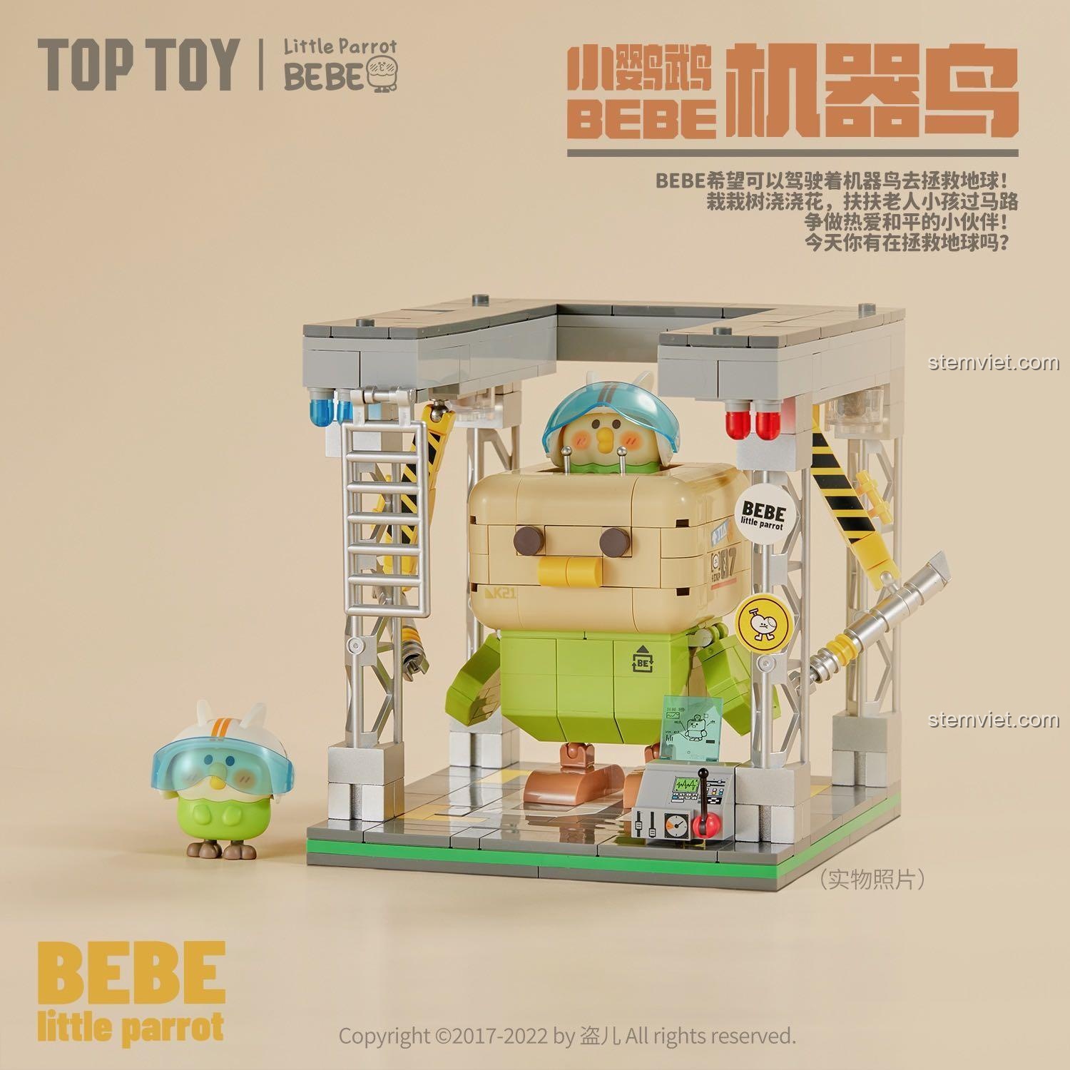 Mô hình Robot Chim Bebe TOP TOY 60035 với căn cứ bí mật, đồ chơi mô hình sáng tạo cho bé 8 tuổi, giá rẻ.