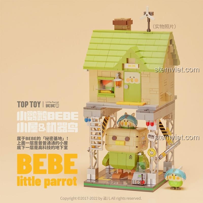 bộ xếp hình Ngôi nhà Bebe, mô hình ngôi nhà chim vẹt Bebe với căn cứ bí mật cho robot, đồ chơi phát triển tư duy cho bé trai và bé gái 8 tuổi