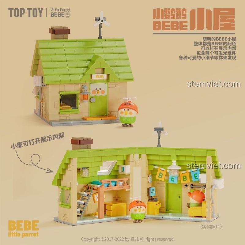 đồ chơi mô hình TOP TOY 60036, nội thất ngôi nhà Bebe có đèn LED, đồ chơi sáng tạo cho bé trai và bé gái 8 tuổi
