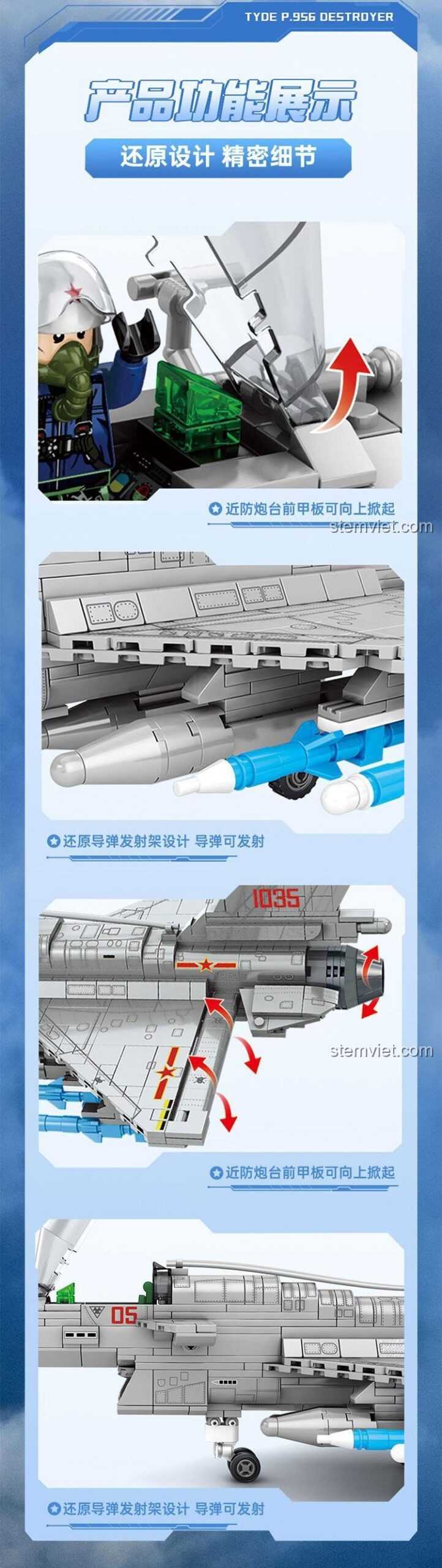 Chi tiết tính năng của đồ chơi lắp ghép Mô hình máy bay J-10B. Bộ lắp ráp TOP TOY 1207 có thể bắn tên lửa.