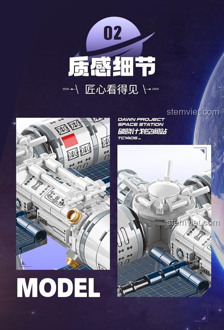 Cận cảnh các chi tiết tinh xảo của đồ chơi mô hình Trạm không gian Trung Quốc.