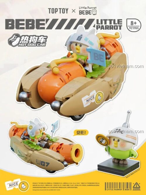 Hộp bộ lắp ghép TOP TOY, đồ chơi mô hình TC1705, Xe Hot Dog Đáng Yêu TOP TOY, cho học sinh tiểu học, chất lượng cao, giá rẻ