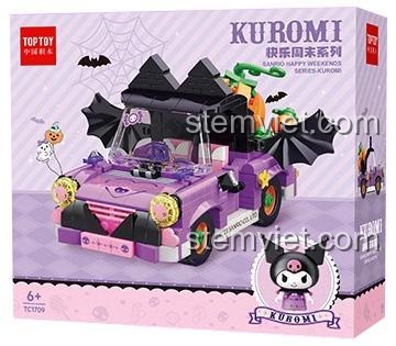 Mô hình hoàn thiện của bộ lắp ghép Xe Bí Ngô của Kuromi TOP TOY TC1709, một món đồ chơi sáng tạo cho bé gái 6 tuổi.