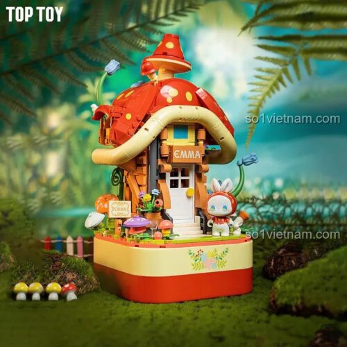 Bộ lắp ghép EMMA秘境森林:蘑菇屋音乐盒 TOP TOY TC1806, Ngôi nhà nấm âm nhạc EMMA, 650 mảnh, phù hợp bé gái 8 tuổi, có nhạc
