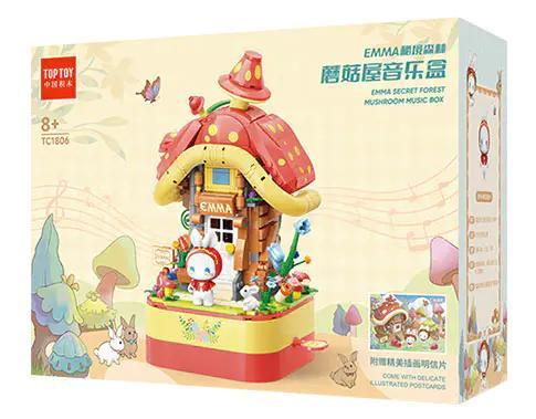 Bộ đồ chơi EMMA秘境森林:蘑菇屋音乐盒 TOP TOY TC1806, Ngôi nhà nấm âm nhạc EMMA, 650 mảnh, phù hợp bé gái 8 tuổi, có nhạc