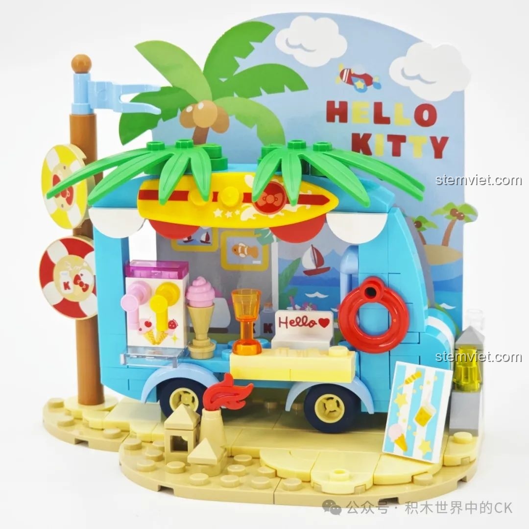 Cận cảnh chi tiết ô dù và ghế bãi biển trong bộ lắp ráp TOP TOY TC2322 Mỹ Mỹ Nhật Quang.