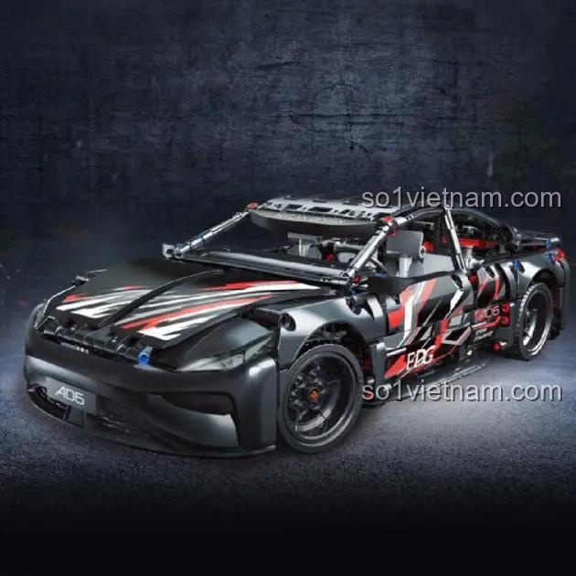 Mô hình hoàn thiện của bộ lắp ráp Xe thể thao Hycan A06 Performance TOP TOY YC-DZ022, màu đen mạnh mẽ, chi tiết sắc sảo.