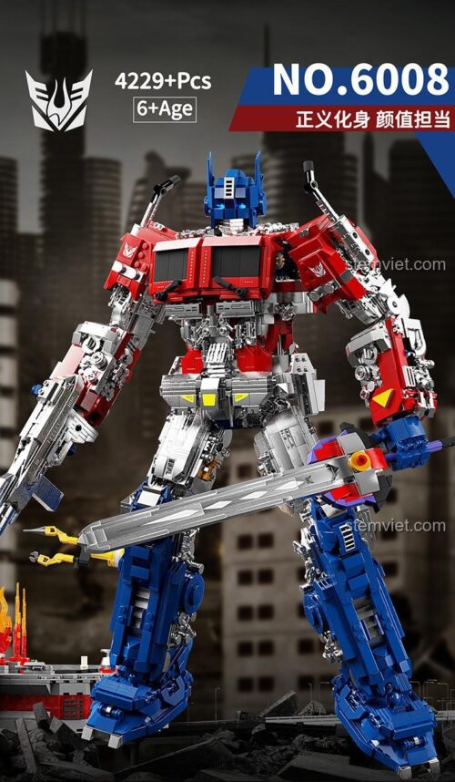 Hộp sản phẩm bộ lắp ráp Toumu 6008 Robot Optimus Prime, đồ chơi lắp ráp 4229 mảnh ghép, phù hợp bé trai 6 tuổi trở lên.