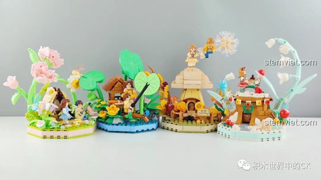 Toàn bộ bốn mô hình của series Wekki Bốn Mùa Cùng Em được đặt cạnh nhau, thể hiện một câu chuyện trọn vẹn.