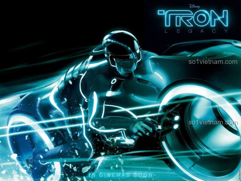 Hình ảnh poster phim Tron Legacy với chiếc xe ánh sáng, gợi cảm hứng cho thiết kế JIESTAR 92019 Xe đua Vision GT RC.