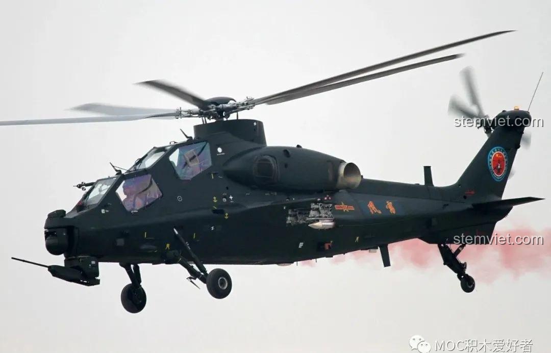 Hình ảnh trực thăng tấn công Z-10 thực tế, một biểu tượng sức mạnh quân sự, so sánh với mô hình Sembo 202119.