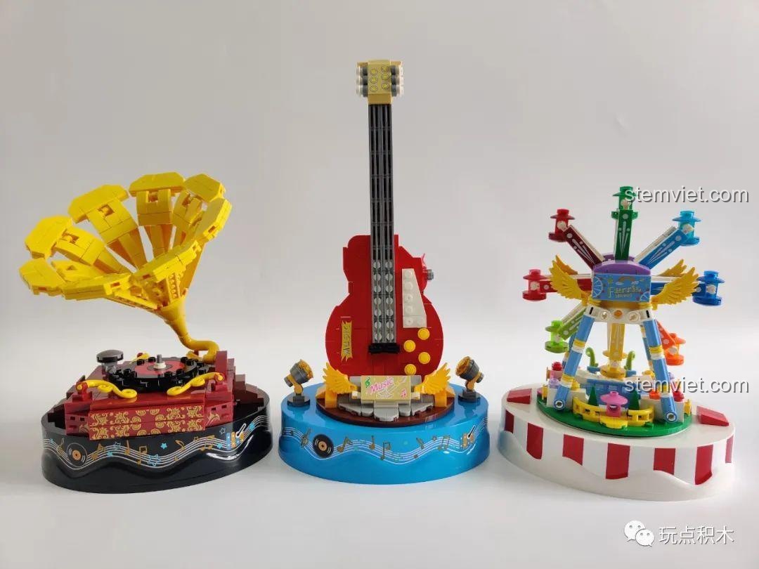 Cả ba mô hình hộp nhạc WOMA C0364, C0365, C0366 được trưng bày cạnh nhau, thể hiện sự đa dạng trong thiết kế.