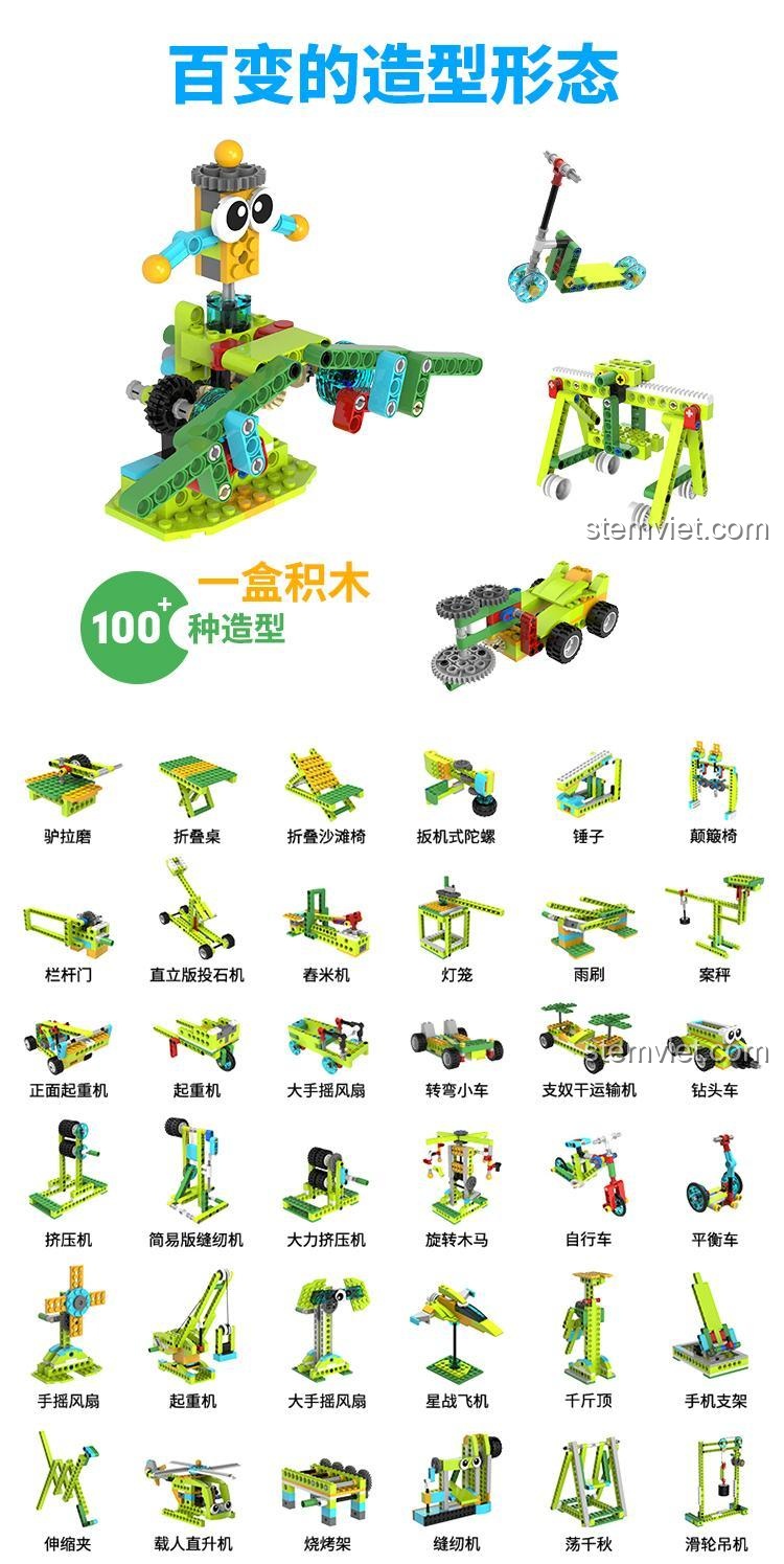 Các mẫu lắp ráp đa dạng của bộ lắp ghép Kỹ Sư Sáng Tạo Tudao TD-Box-CM, đồ chơi STEM cho bé trai 4 tuổi.