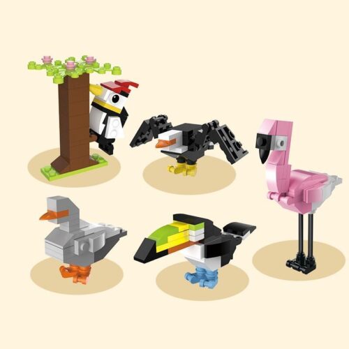 Bộ đồ chơi Mô hình chim Tudao TD-DWKPFQ1H với chim gõ kiến, hồng hạc, toucan, vịt, cánh cụt. Đồ chơi lắp ráp phát triển tư duy cho bé trai và bé gái 3 tuổi, giá tốt.