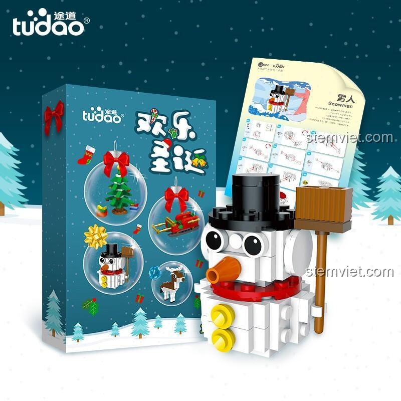 Mô hình người tuyết chi tiết từ bộ lắp ghép Tudao TDPS003SDLE, đồ chơi xếp hình chủ đề Giáng Sinh, phù hợp cho bé 6 tuổi.