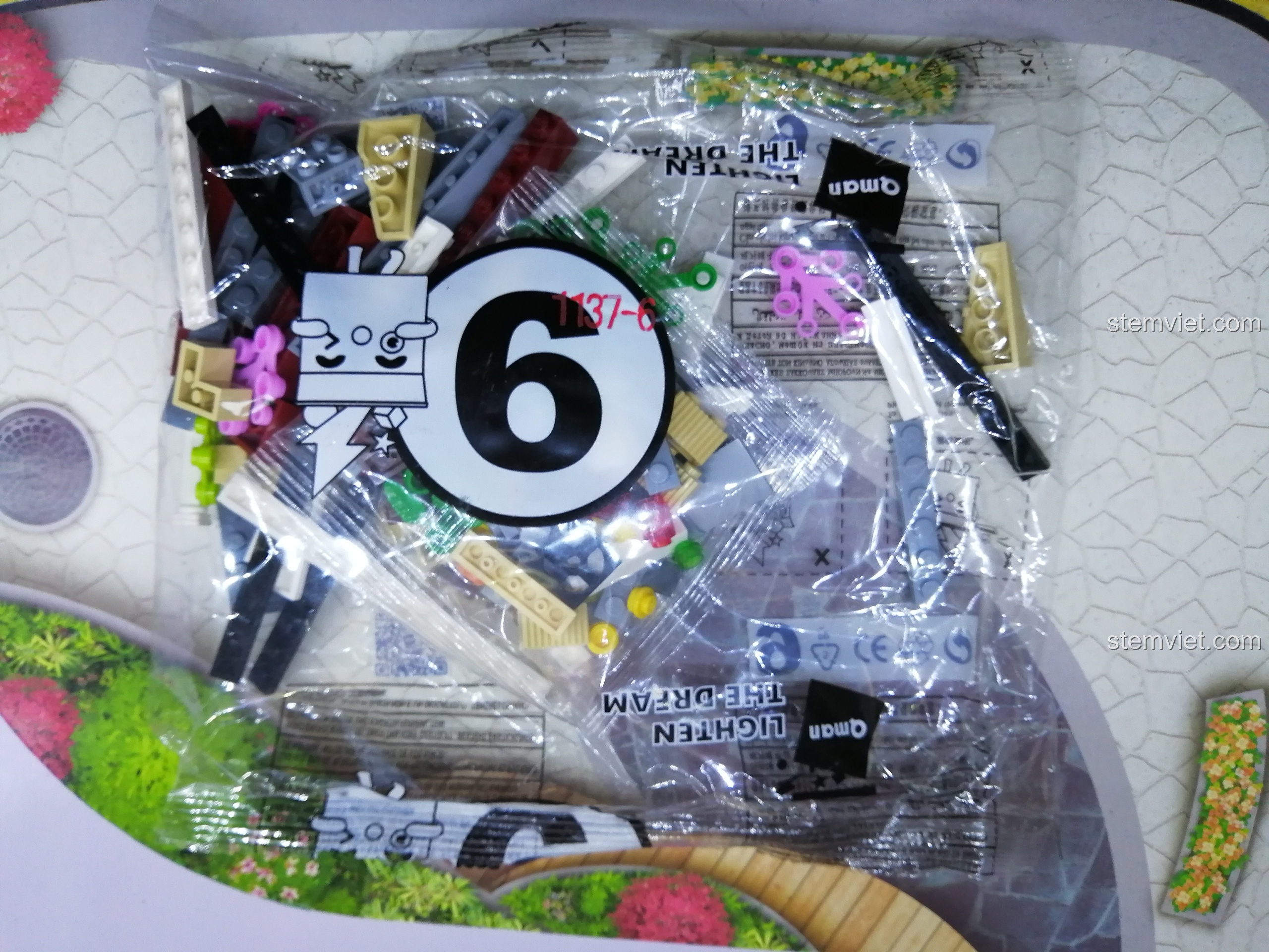 Cận cảnh túi chi tiết số 6 của bộ QMAN 1137, con số in trên túi có thể gây nhầm lẫn với số 9.