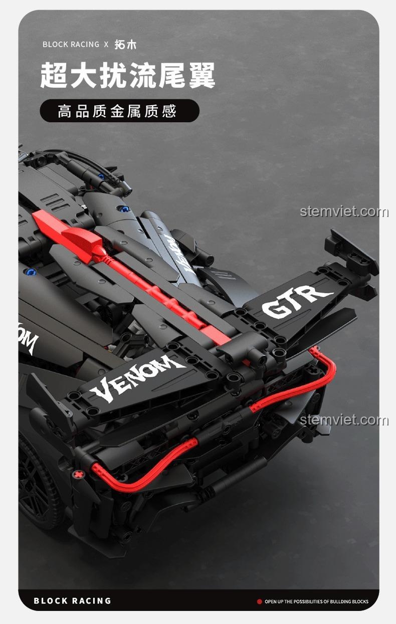 Bộ lắp ráp Tuomu T2002 Siêu xe đua Venom GTR, cánh gió sau lớn, chất liệu cao cấp, đồ chơi mô hình cho bé trai