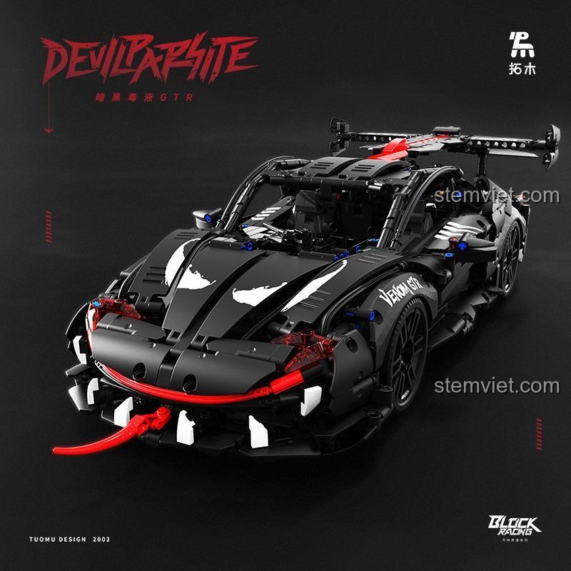Mô hình xe đua Venom GTR T2002 Tuomu, bộ lắp ghép DevilParsite 2203 chi tiết, đồ chơi sáng tạo cho bé trai 8 tuổi