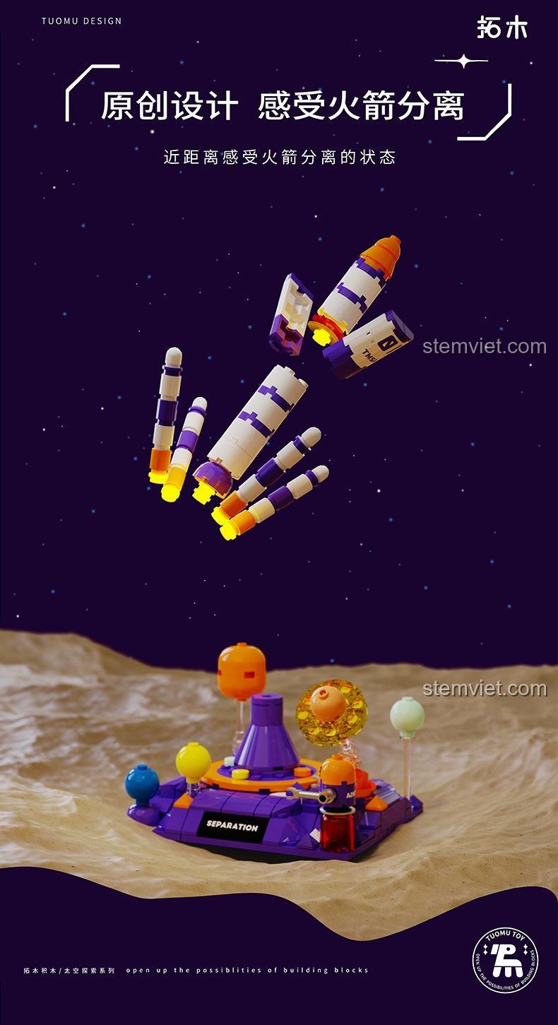 Mô hình tên lửa tách rời trong bộ lắp ghép Tuomu T5001, đồ chơi khám phá vũ trụ, rèn luyện kỹ năng lắp ráp.