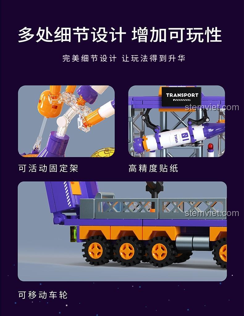 Các tính năng chi tiết của bộ đồ chơi Tuomu T5001, đồ chơi xây dựng không gian, tăng cường khả năng chơi.