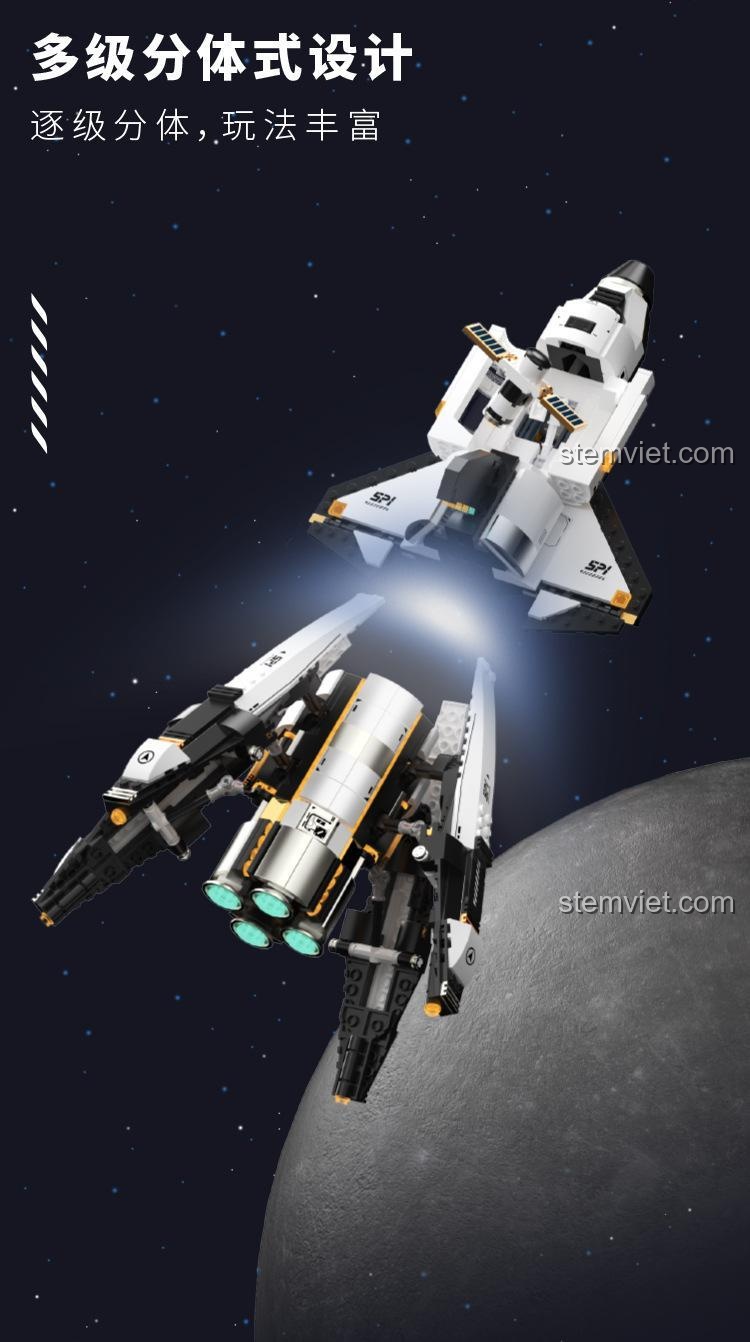 Các phần tách rời của Phi thuyền không gian T5005, bộ lắp ghép phi thuyền không gian, mang lại nhiều cách chơi
