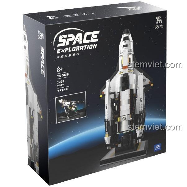 Hộp sản phẩm Bộ đồ chơi Tuomu T5005 Tàu Con Thoi Vũ Trụ Khám Phá Không Gian, bộ lắp ghép 1274 mảnh, quà tặng cho bé trai 8 tuổi