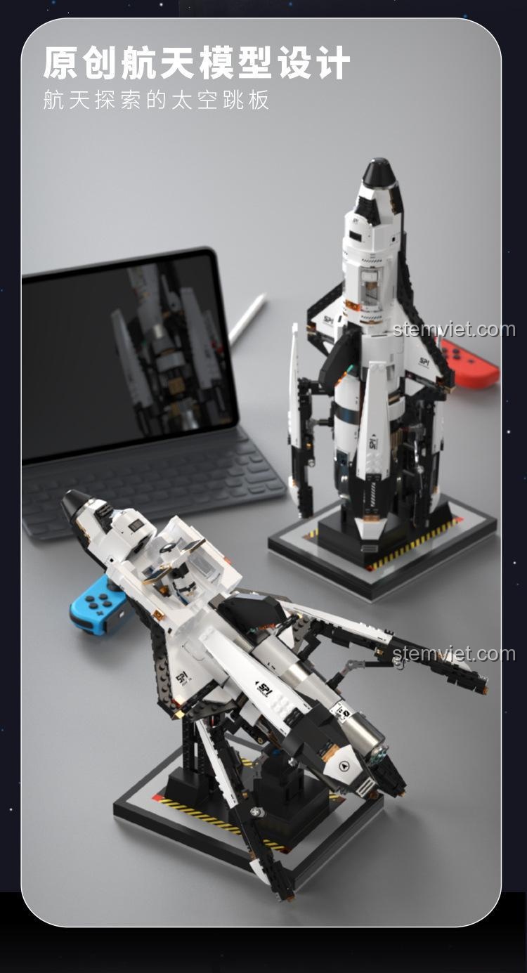 Mô hình tàu con thoi vũ trụ Tuomu T5005 trên bàn làm việc, đồ chơi lắp ráp cho bé trai 8 tuổi, giá trị cao