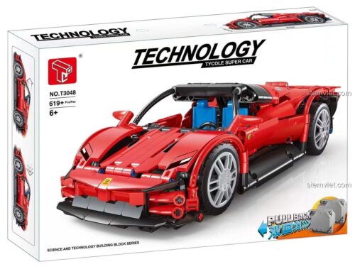 Hộp bộ lắp ráp Xe đua Ferrari Tycole T3048 với 619 chi tiết, chất lượng cao, tương thích LEGO Technic.