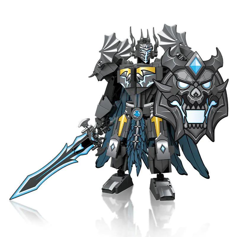 Bộ đồ chơi Kỵ Sĩ Tử Thần Machina Force 6103, mô hình robot chiến đấu với vũ khí và khiên, màu đen xám, phù hợp cho bé trai 14 tuổi, giá tốt