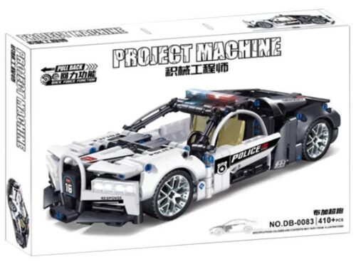 Xe Cảnh Sát Bugatti Siêu Tốc DB-0083, bộ đồ chơi xe cảnh sát tốc độ cao, đồ chơi lắp ráp xe cảnh sát màu trắng đen, đồ chơi kỹ thuật cho bé 6 tuổi