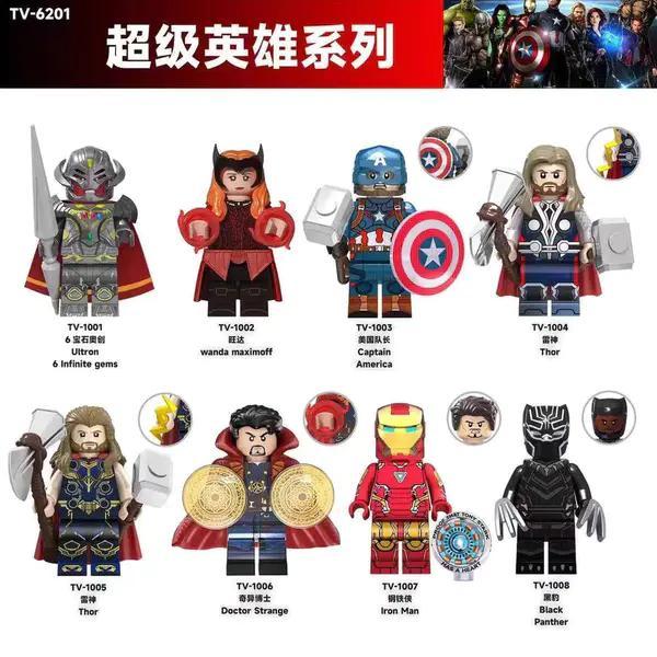 Bộ 8 Siêu Anh Hùng TV-6201, figure siêu anh hùng, nhân vật Marvel, đồ chơi lắp ghép cho bé trai 6 tuổi, giá tốt