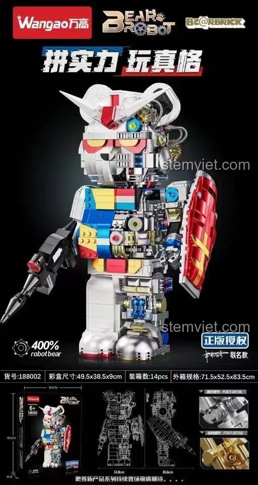 Đồ chơi mô hình Robot Gundam Wangao 188002 với cấu trúc bên trong chi tiết, bộ lắp ghép 1681 mảnh, phát triển tư duy cho con trai 6 tuổi, giá hợp túi tiền.