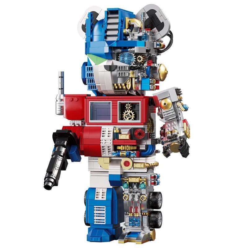 Mô hình Gấu Robot Biến Hình Wangao 188003 với nội thất cơ khí tinh xảo, màu xanh đỏ, phù hợp bé trai 6 tuổi+ phát triển tư duy.