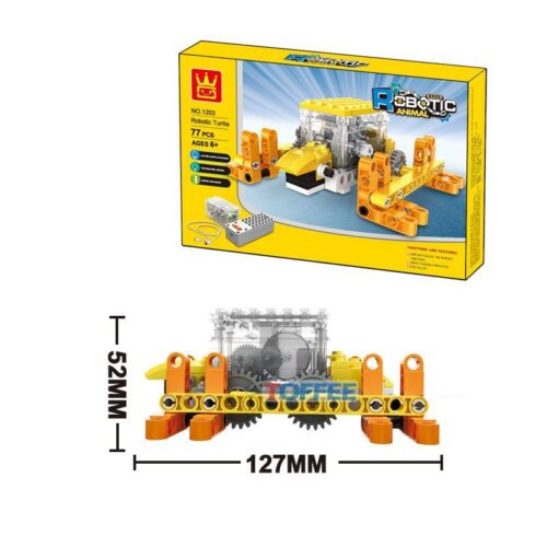 Bộ lắp ghép WANGE 1203 Robotic Turtle hình rùa máy điện tử, 77 mảnh ghép, màu vàng xám, dành cho bé trai 6 tuổi, giá tốt
