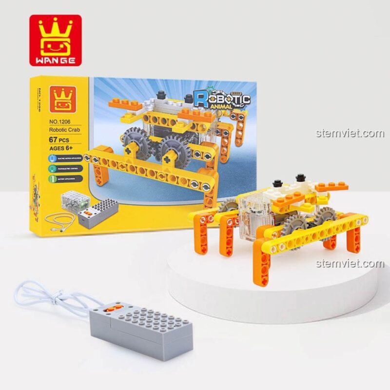 Bộ lắp ghép Cua máy WANGE 1206 với 67 chi tiết, đồ chơi mô hình động vật cơ khí cho bé 6 tuổi.