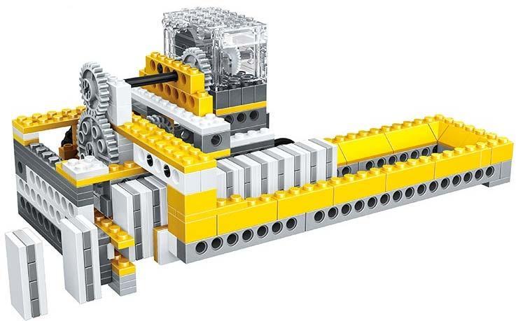 Mô hình cối xay gió cơ khí từ bộ đồ chơi lắp ráp WANGE 1405, giới thiệu nguyên lý truyền động bánh răng, phù hợp cho bé trai 6 tuổi.