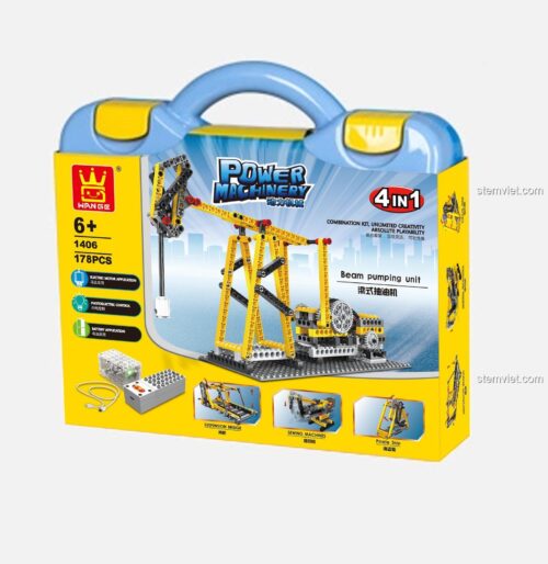 Hộp bộ lắp ghép Máy móc động lực WANGE 1406, đồ chơi giáo dục 4 trong 1 có động cơ pin cho bé trai 6 tuổi