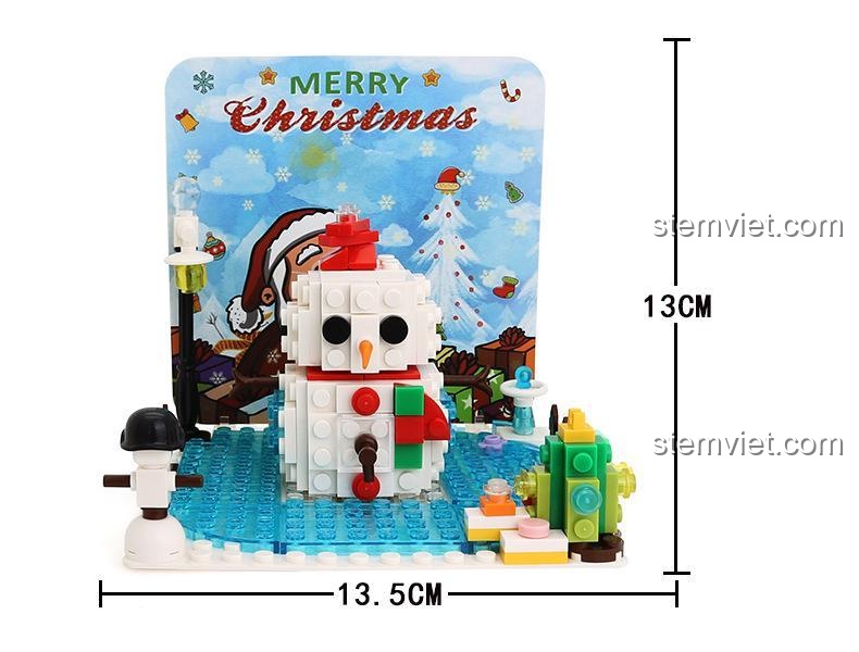 Mô hình Người Tuyết Wange 2101 và hộp sản phẩm, món quà Giáng Sinh giá tốt cho cả bé trai và bé gái.