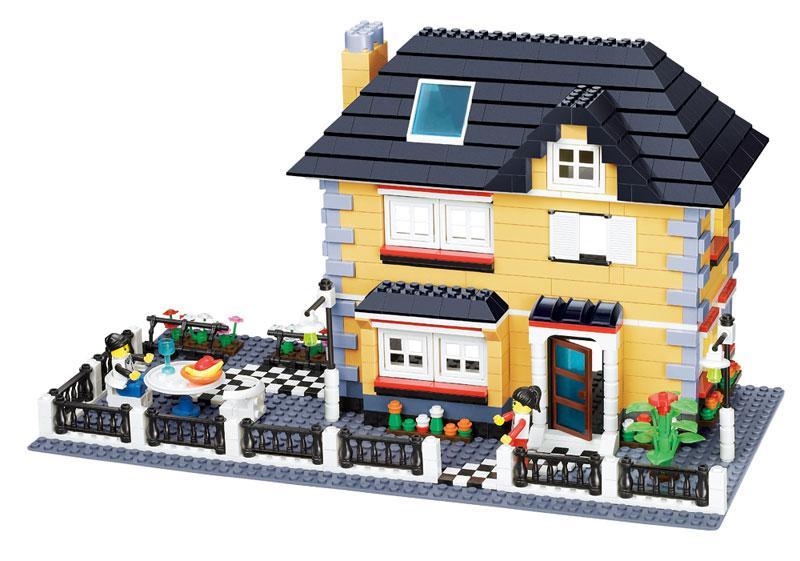 Mô hình nhà Biệt Thự Sân Vườn CityInn WANGE 34051 sau khi lắp ráp hoàn chỉnh với 909 mảnh ghép, đồ chơi xếp hình cho bé gái 6 tuổi giá rẻ.