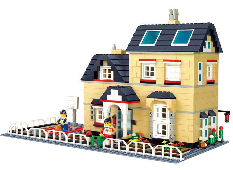 Mô hình hoàn thiện của bộ lắp ghép Biệt thự CityInn WANGE 34052, một món đồ chơi xếp hình giá rẻ cho bé gái 6 tuổi.