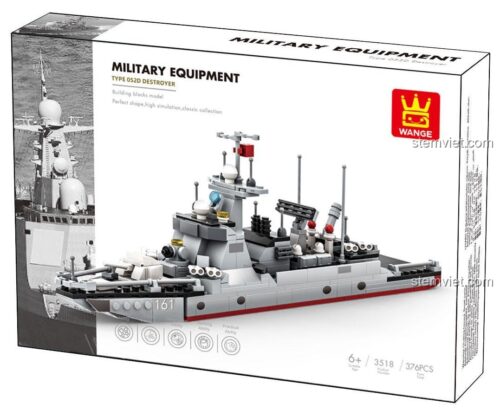 Hình ảnh chi tiết bộ lắp ghép Tàu Khu Trục Tên Lửa Type 052D WANGE 3518, món đồ chơi mô hình quân sự cho bé trai 6 tuổi.