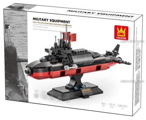 Hộp đồ chơi mô hình tàu ngầm quân sự Wange 3519, 389 chi tiết, chất lượng cao, phù hợp cho bé trai.