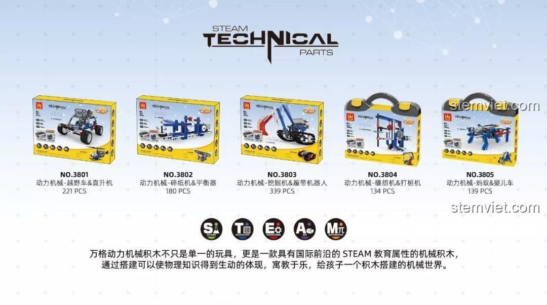 Hộp đồ chơi kỹ thuật WANGE 3801 Xe địa hình và Trực thăng, món quà sinh nhật ý nghĩa cho bé trai 6 tuổi.