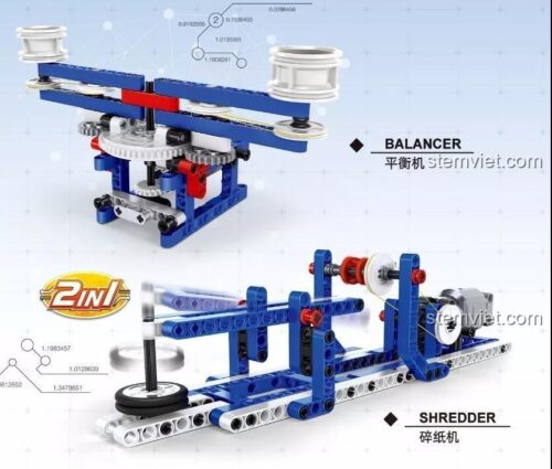 Đồ chơi lắp ráp Cân bằng cơ học 3802. Mô hình STEAM 2 trong 1, bao gồm máy hủy giấy và cân bằng, có động cơ, giá tốt.