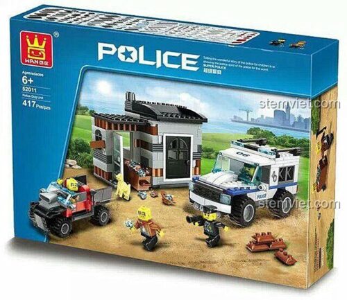 Hộp bộ lắp ghép WANGE 52011 Đội Đặc Nhiệm Chó Cảnh Sát, đồ chơi cảnh sát chất lượng cao cho bé trai.