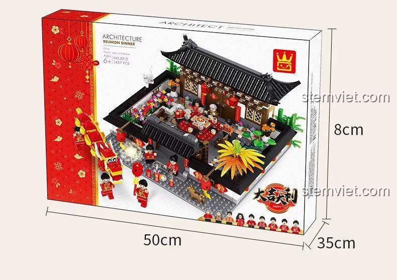 Hộp sản phẩm bộ đồ chơi mô hình WANGE 5312 Bữa Cơm Tất Niên, quà tặng ý nghĩa cho bé trai, bé gái 6 tuổi.