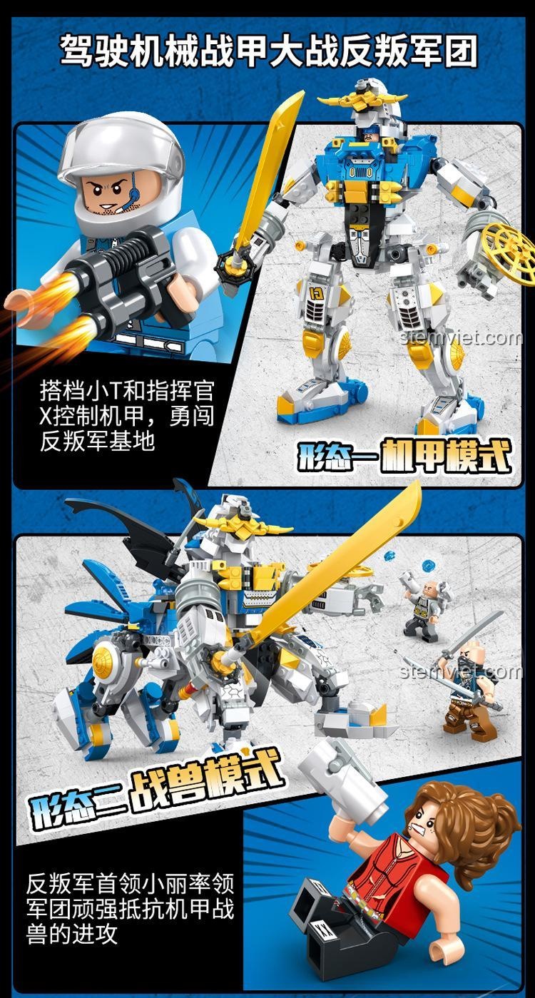 Robot Story WANGE 5669 - Bộ lắp ghép robot biến hình 3 dạng, 887 mảnh, 6 minifigures, phù hợp cho bé trai 6 tuổi trở lên, giá tốt