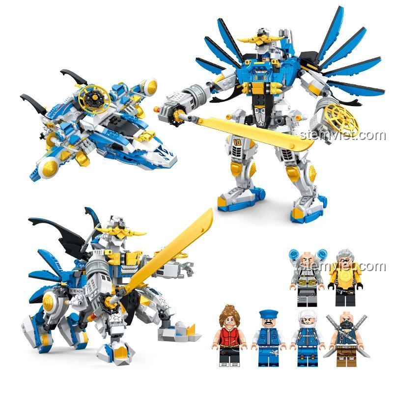 Robot Story WANGE 5669 - Bộ lắp ghép robot biến hình 3 dạng, 887 mảnh, 6 minifigures, phù hợp cho bé trai 6 tuổi trở lên, giá tốt